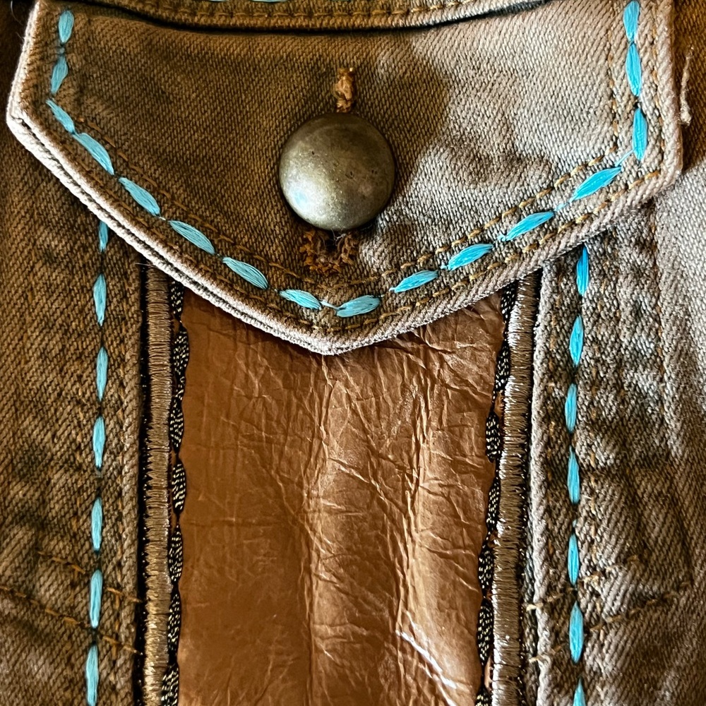 Brazil Roxx Jacket Size 12 (48), Turquoise color embroidery/stones.